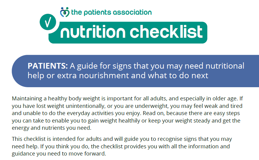 Patients Association Nutrition Checklist